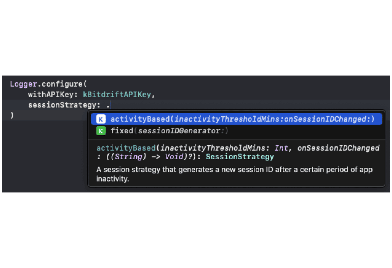 a screenshot of an IDE using the sdk