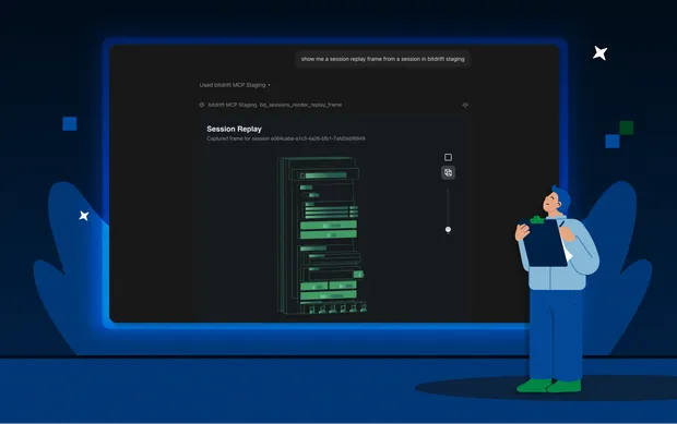A session replay frame retrieved with the bitdrift MCP server