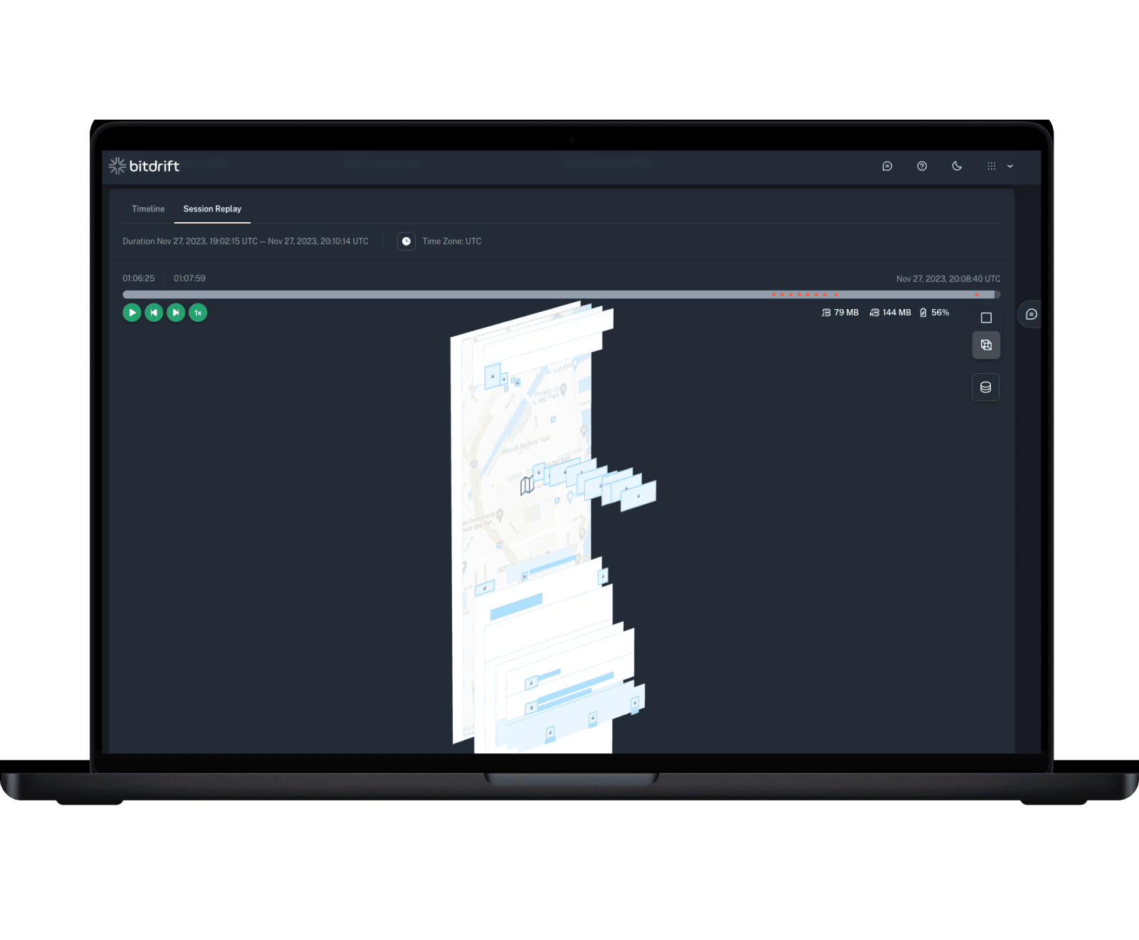 a screenshot of the 3d view of session replay